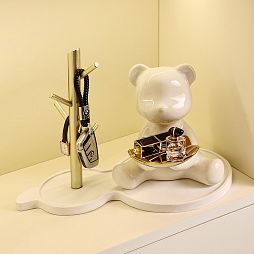 Статуэтка Медведь с подносом IST-068, 19х20 см, белый - изображение 2