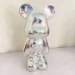 Статуэтка Lucky Bear (Bearbrick) IST-016, 28 см, серебряный глянцевый - изображение 1