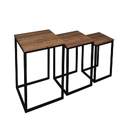 Набор кофейных столиков в стиле лофт, МДФ, металл, светлое дерево с чёрными ножками, 3шт - изображение 2