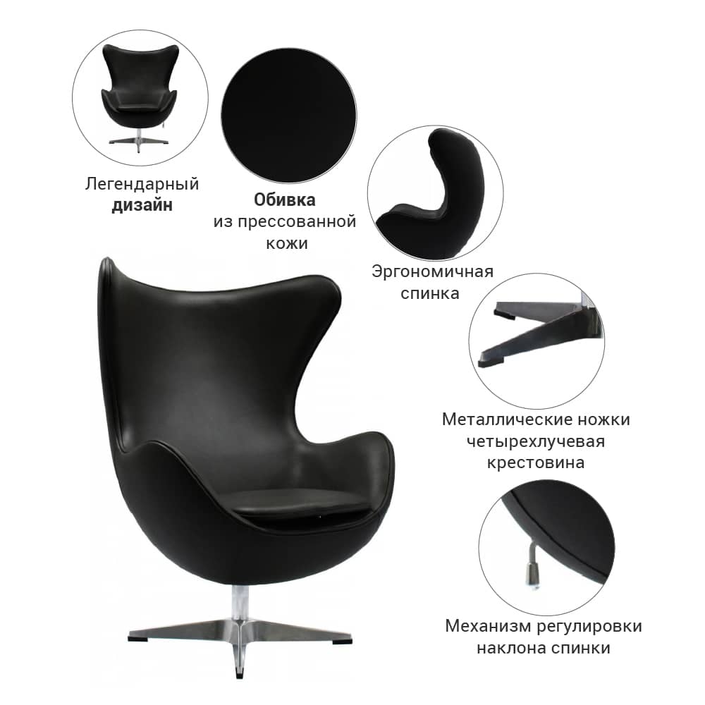 Кресло EGG CHAIR чёрный - изображение 5