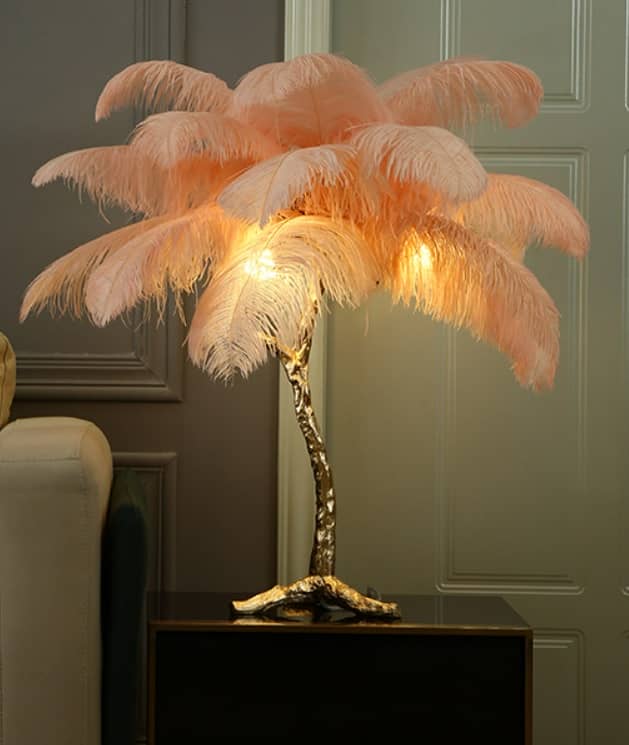 Лампа настольная с перьями  FEATHER LAMP, Цвет: розовый - изображение 1