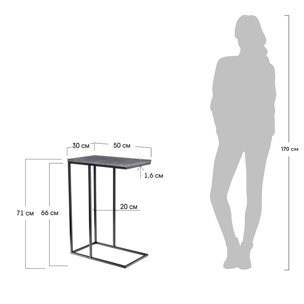 Придиванный столик Loft 50x30см, белый мрамор с белыми ножками - изображение 7