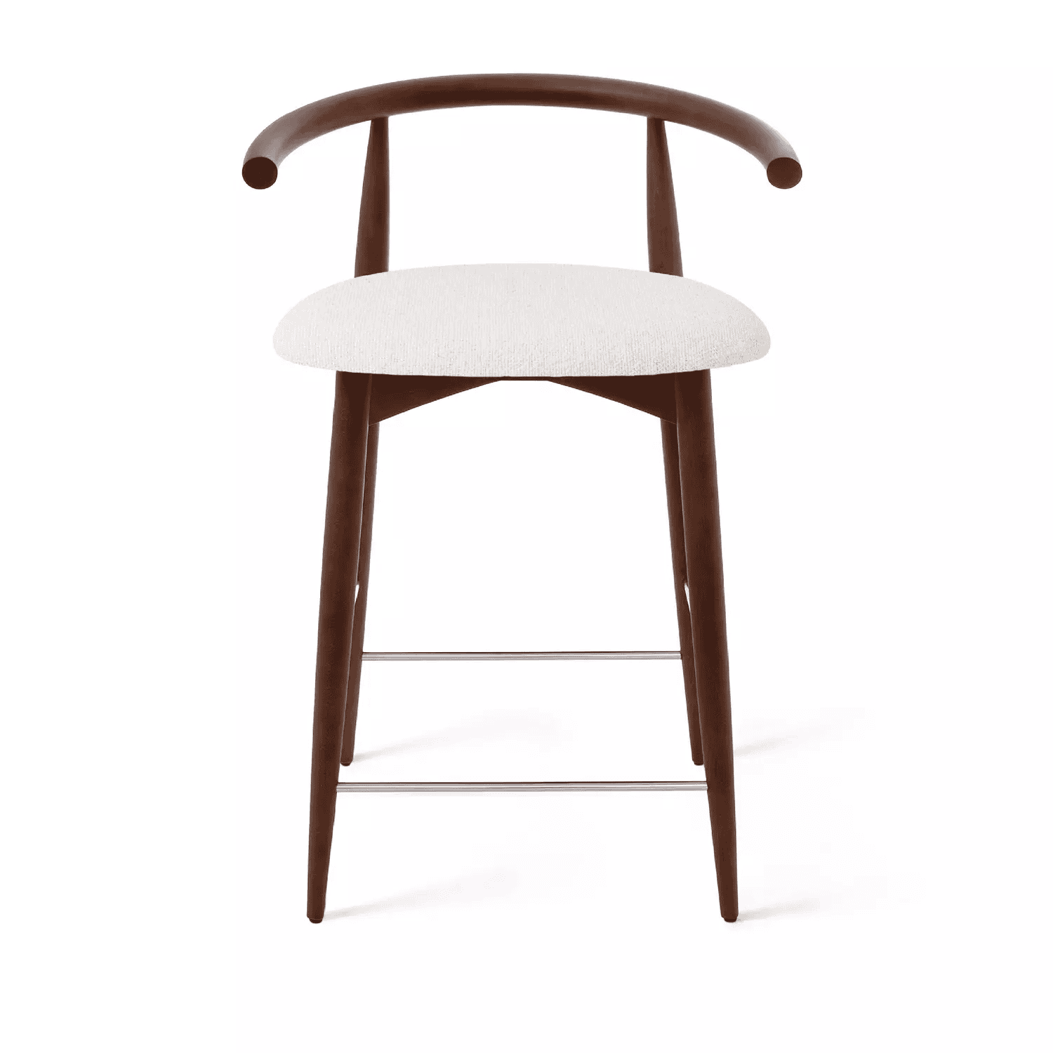 Полубарный стул Fabricius, натуральный бук, тонированный коричневым лаком, шенилл белый - изображение 1