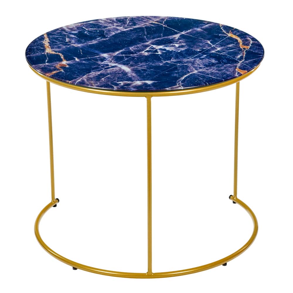 Набор кофейных столиков Tango темно-синий с ножками матовое золото, 2шт - изображение 4