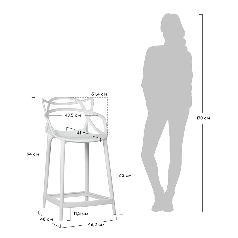 Комплект из 2-х стульев полубарных Masters серый - изображение 7