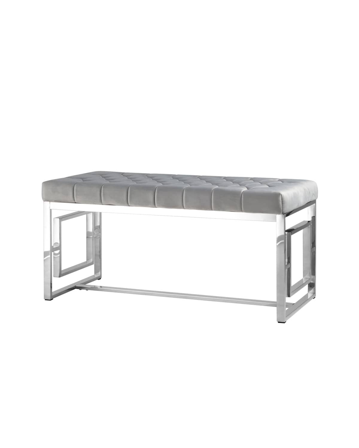 Банкетка-скамейка БРУКЛИН велюр серый сталь серебро - изображение 1