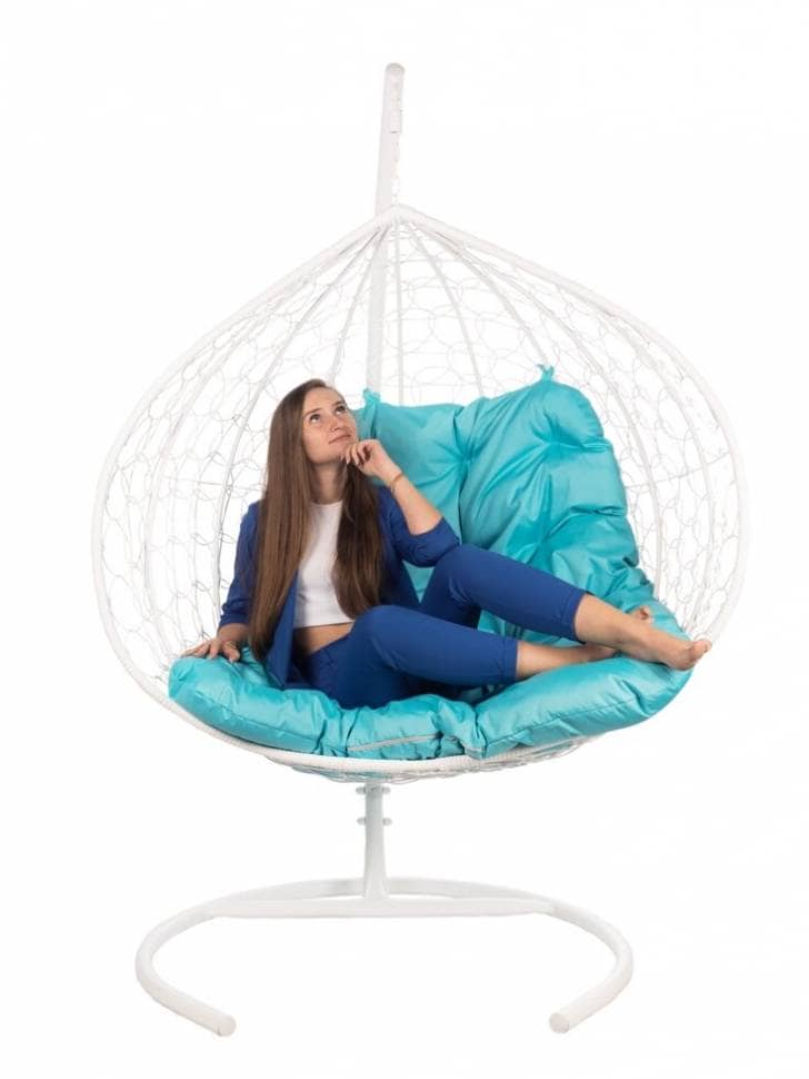 Двойное подвесное кресло FP 0271 голубая подушка - изображение 3
