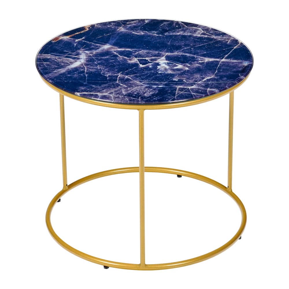 Набор кофейных столиков Tango темно-синий с ножками матовое золото, 2шт - изображение 3