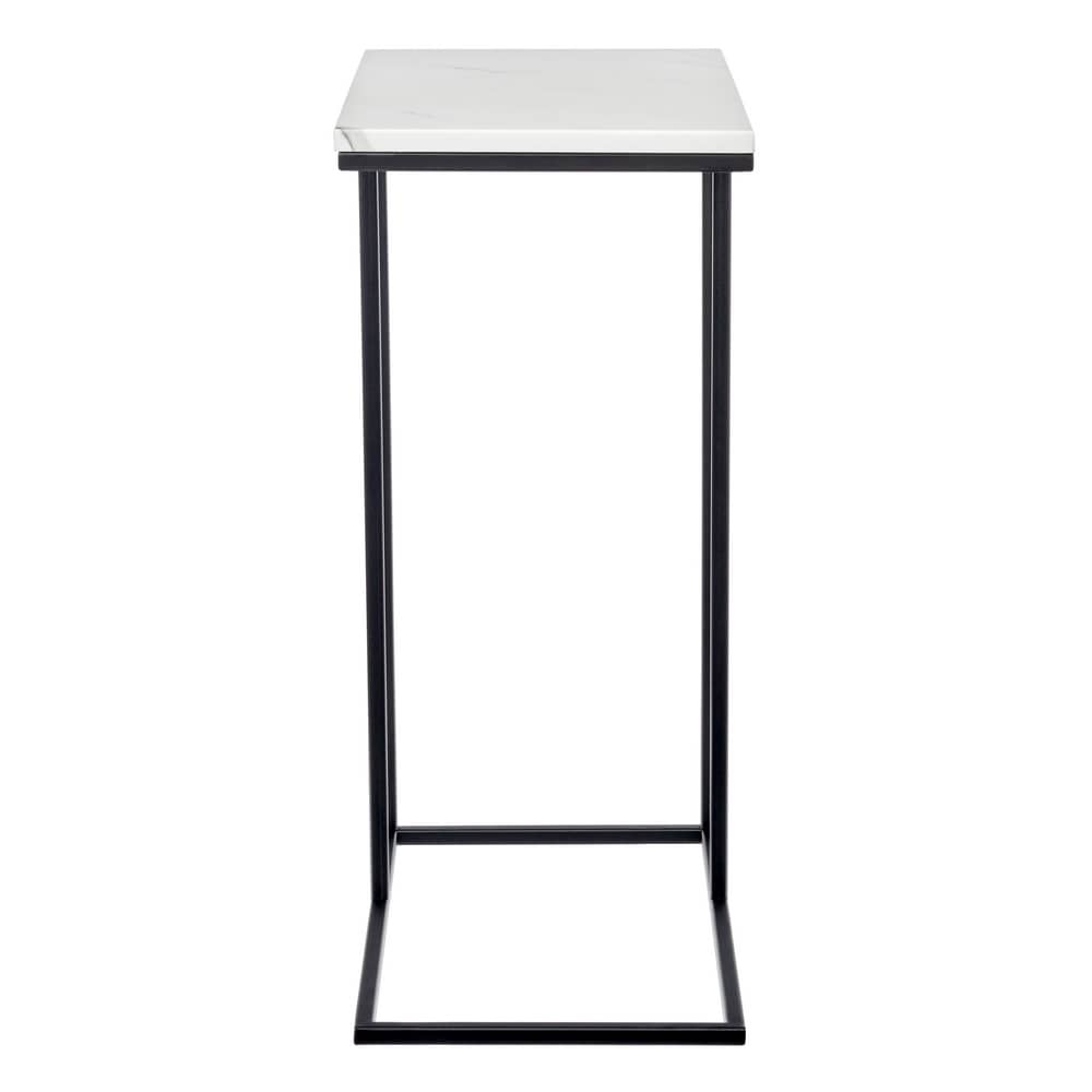 Придиванный столик Loft 50x30см, белый мрамор с черными ножками - изображение 2