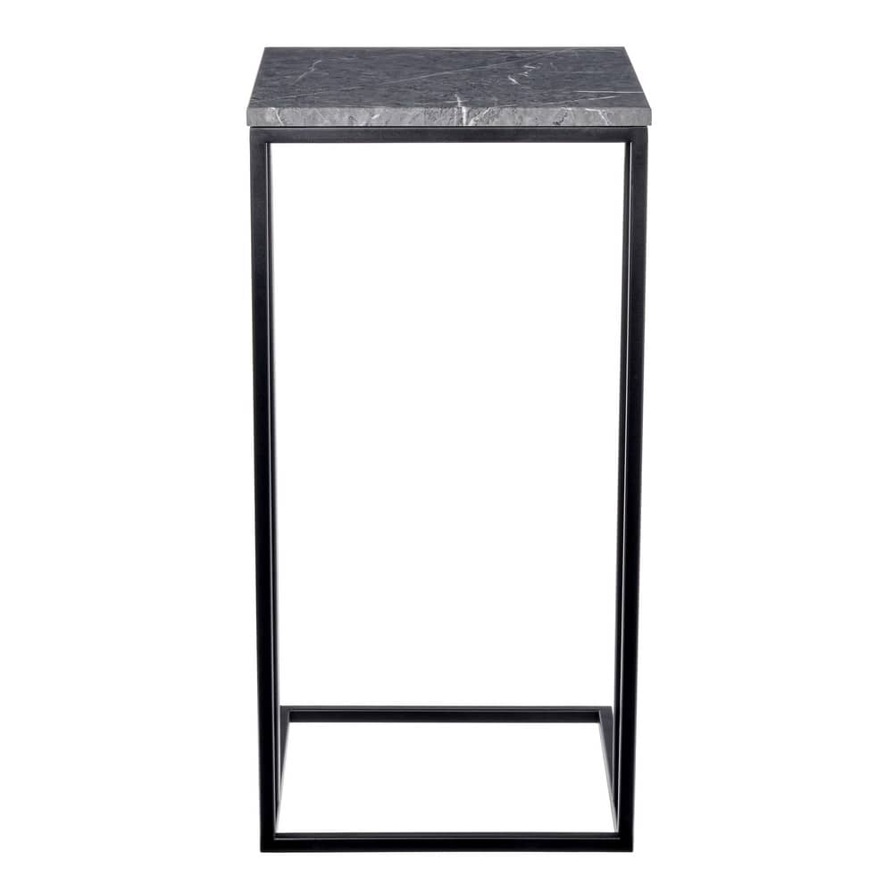 Придиванный столик Loft 35x35см, серый мрамор с чёрными ножками - изображение 4