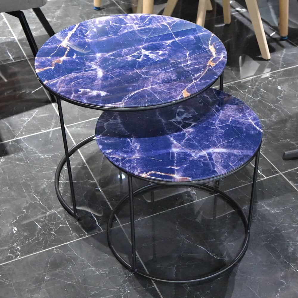 Набор кофейных столиков Tango темно-синий с чёрными ножками, 2шт - изображение 6