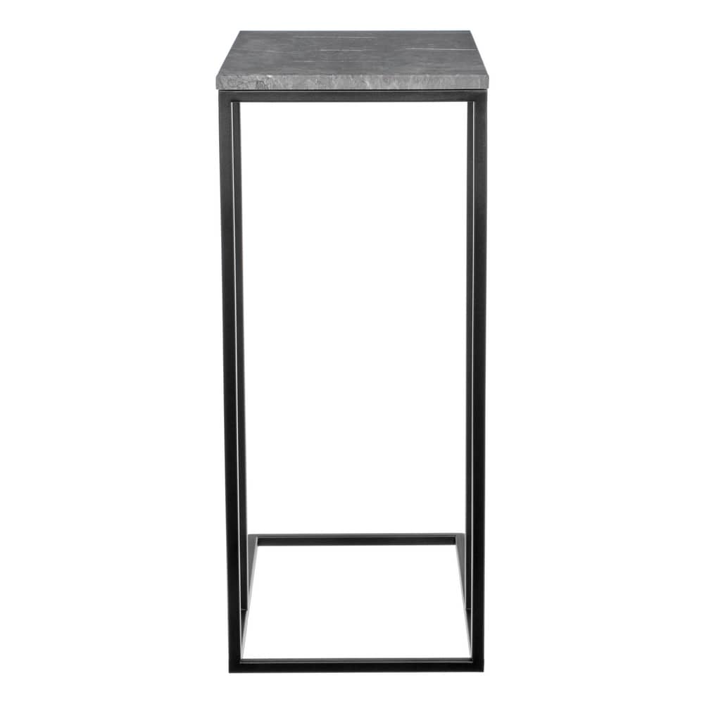 Придиванный столик Loft 50x30см, серый мрамор с чёрными ножками - изображение 4