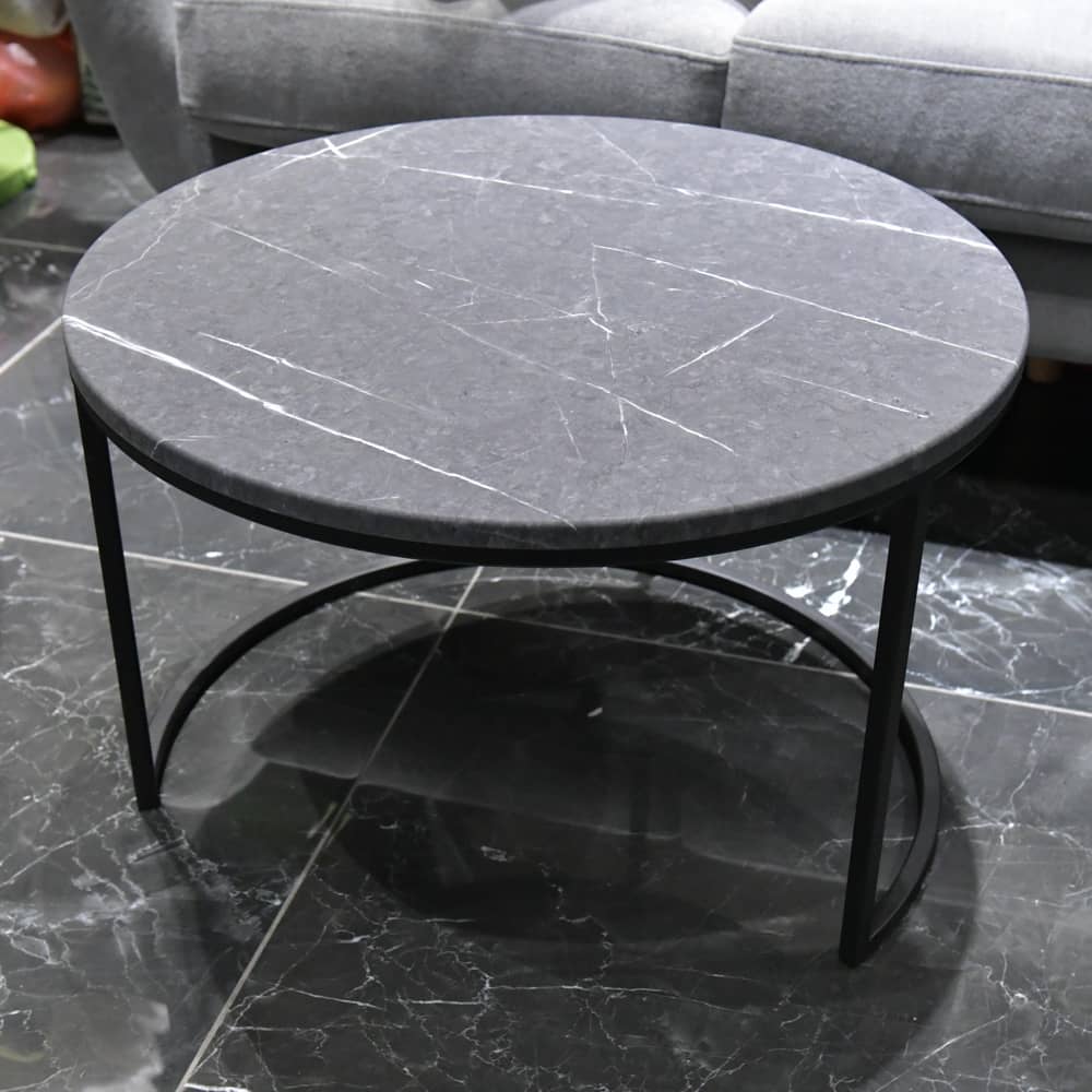 Набор кофейных столиков Tango серый мрамор с чёрными ножками, 2шт - изображение 17