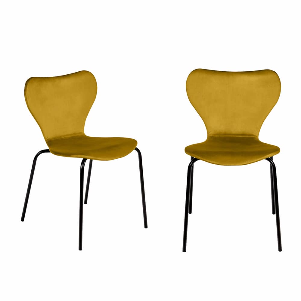 Комплект из 2-х стульев Seven Style горчичный велюр с чёрными ножками - изображение 1