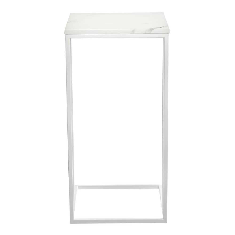 Придиванный столик Loft 35x35см, белый мрамор с белыми ножками - изображение 4