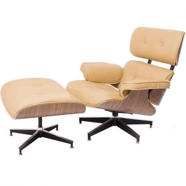 Кресло EAMES LOUNGE CHAIR кожа бежевый - изображение 1