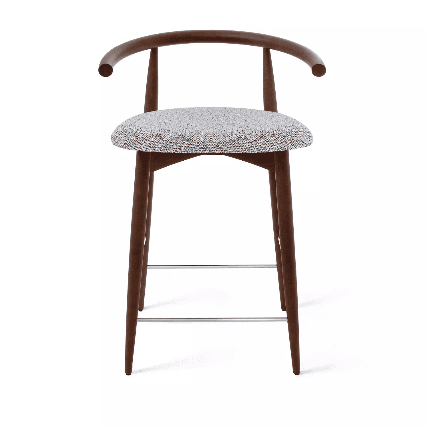 Полубарный стул Fabricius, натуральный бук, тонированный коричневым лаком, шенилл серый - изображение 1