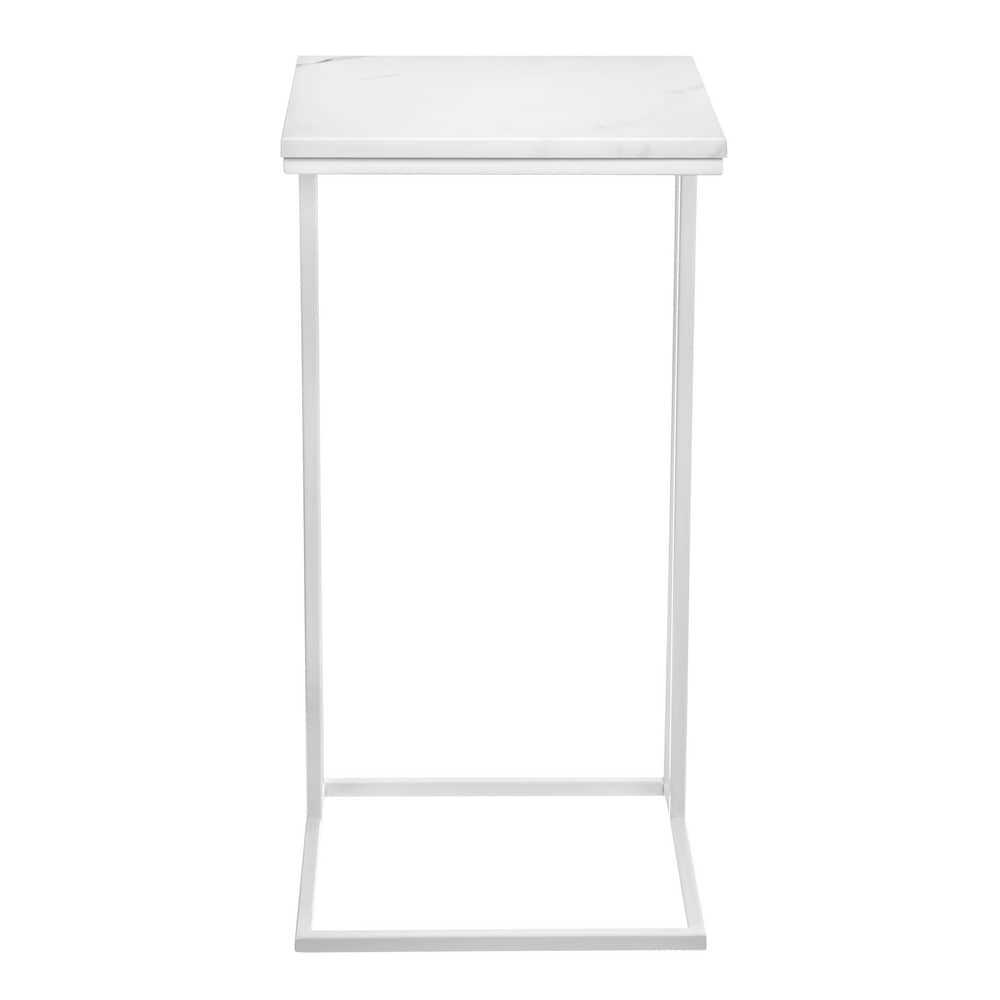 Придиванный столик Loft 35x35см, белый мрамор с белыми ножками - изображение 2