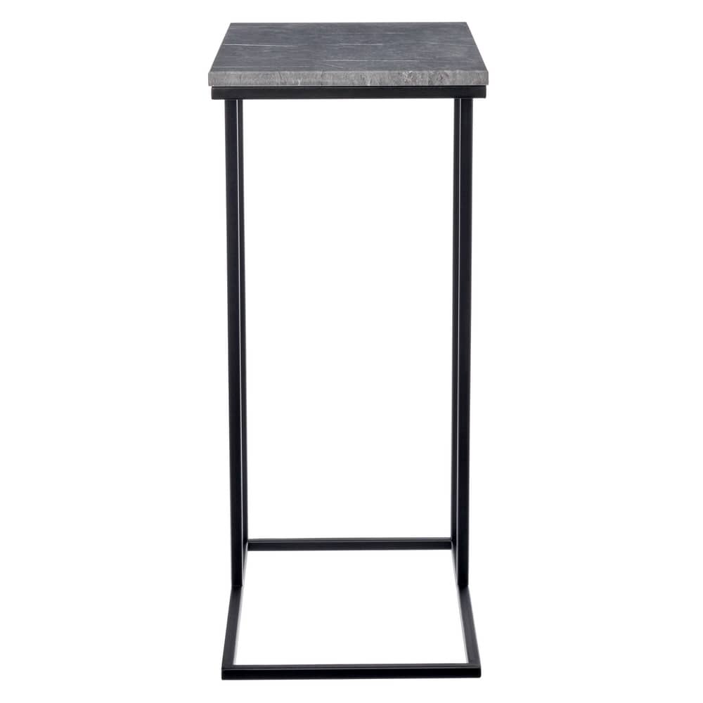 Придиванный столик Loft 50x30см, серый мрамор с чёрными ножками - изображение 2