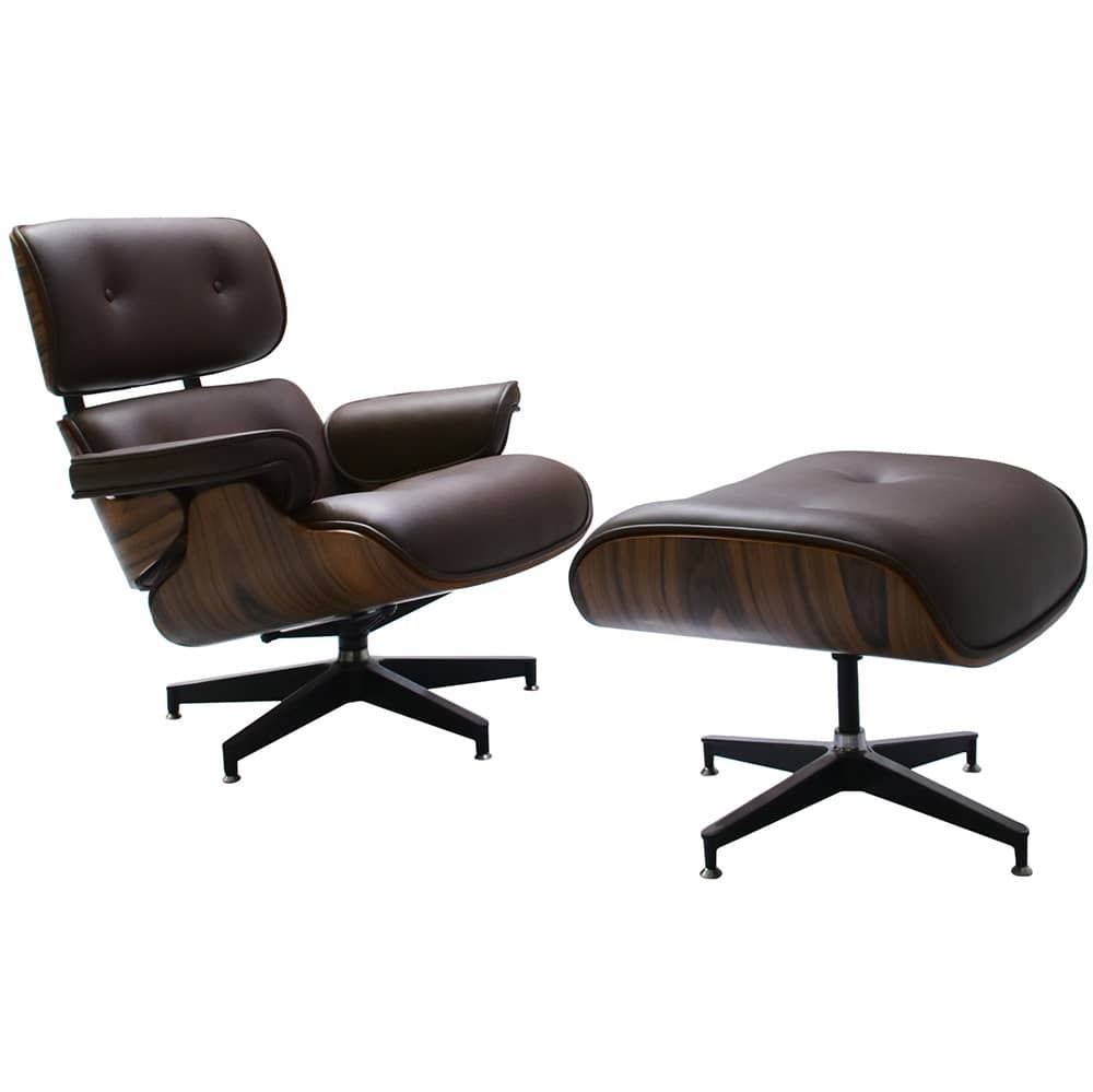 Кресло EAMES LOUNGE CHAIR и оттоманка EAMES LOUNGE CHAIR коричневые - изображение 1