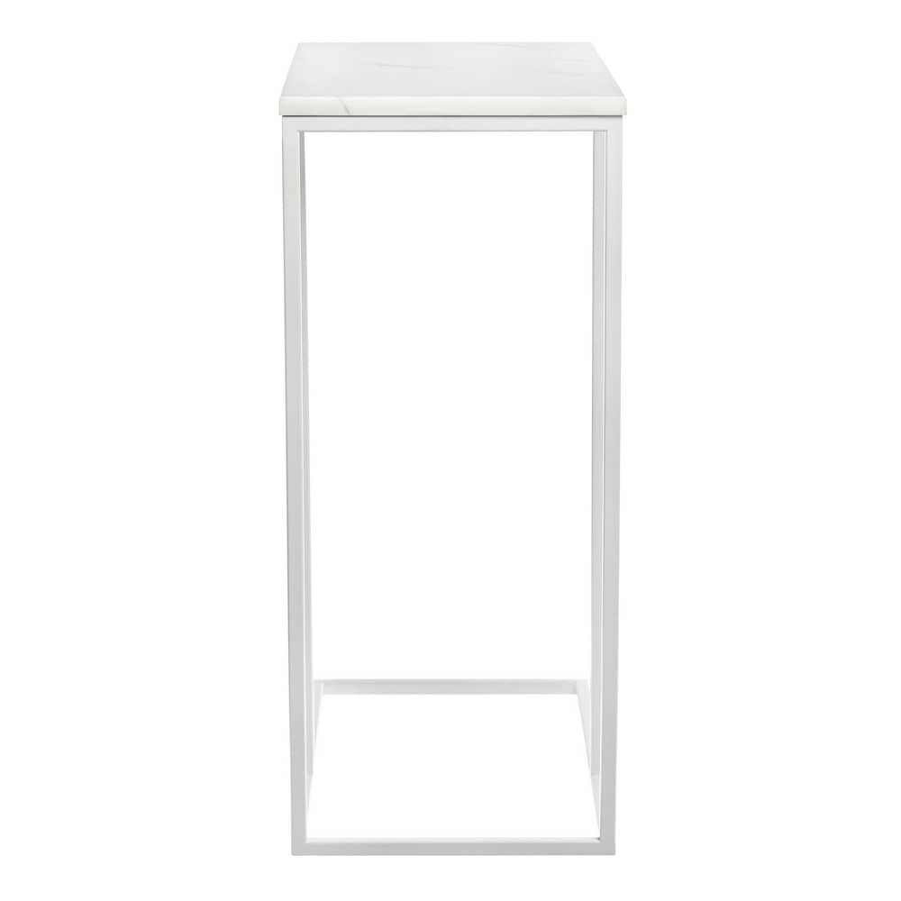 Придиванный столик Loft 50x30см, белый мрамор с белыми ножками - изображение 4