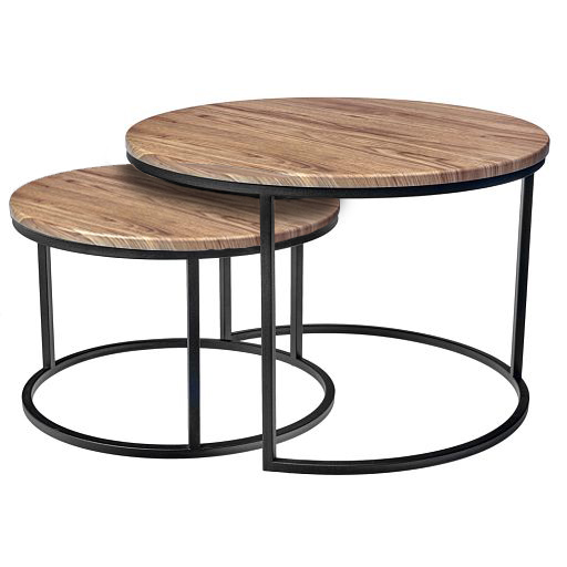 Набор кофейных столиков Tango орех с чёрными ножками, 2шт - изображение 1