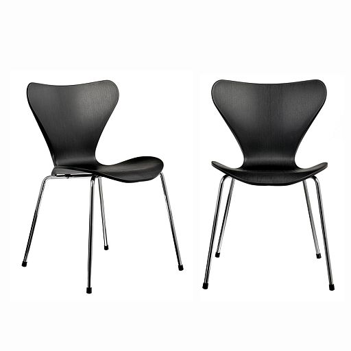 Комплект из 2-х стульев Seven Style чёрный с хромированными ножками - изображение 1