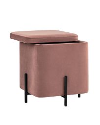 Пуф Грейс квадрат с ящиком велюр пыльно-розовый - изображение 3