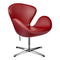 Кресло SWAN CHAIR красный, натуральная кожа