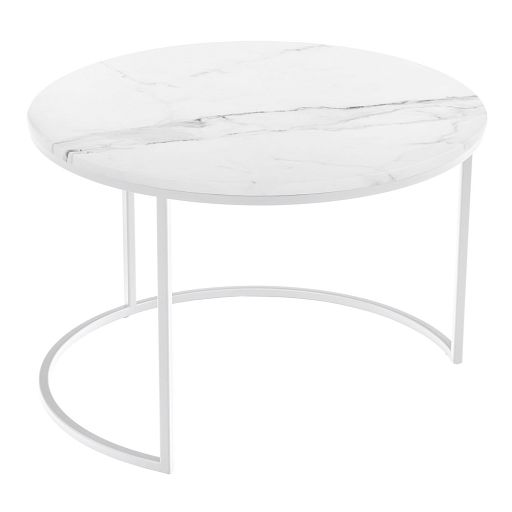 Набор кофейных столиков Tango белый мрамор с белыми ножками, 2шт - изображение 4