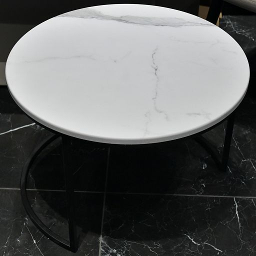 Набор кофейных столиков Tango белый мрамор с чёрными ножками, 2шт - изображение 16