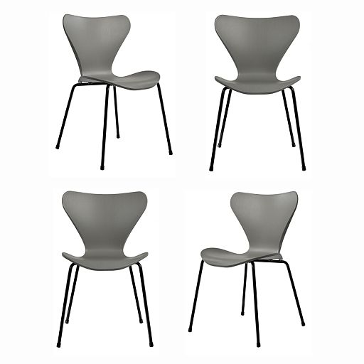 Комплект из 4-х стульев Seven Style серый с чёрными ножками - изображение 1