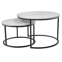 Набор кофейных столиков Tango светло-серый мрамор с чёрными ножками, 2шт - изображение 1