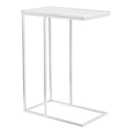 Придиванный столик Loft 50x30см, белый мрамор с белыми ножками - изображение 1