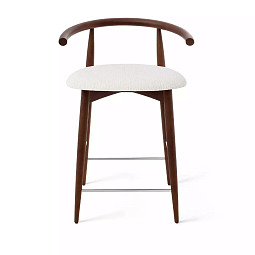 Полубарный стул Fabricius, натуральный бук, тонированный коричневым лаком, шенилл белый - изображение 2