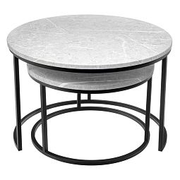 Набор кофейных столиков Tango светло-серый мрамор с чёрными ножками, 2шт - изображение 3