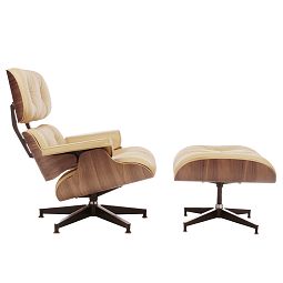 Кресло EAMES LOUNGE CHAIR кожа бежевый - изображение 3