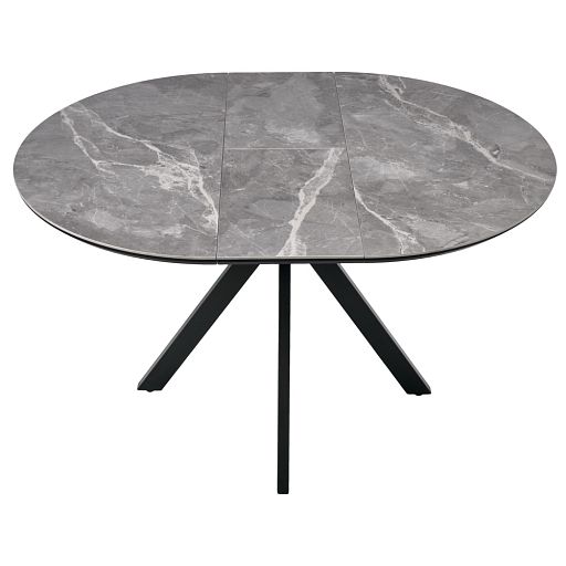 Стол Rudolf круглый раскладной 100-130x100x75см, серый керамогранит, черный - изображение 8
