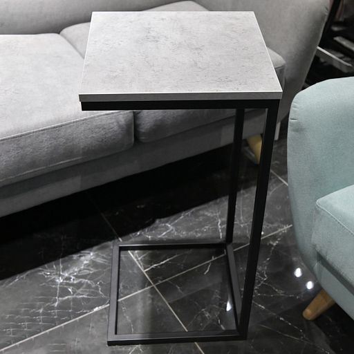 Придиванный столик Loft 35x35см, серый мрамор с чёрными ножками - изображение 10