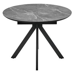 Стол Rudolf круглый раскладной 100-130x100x75см, серый керамогранит, черный - изображение 2