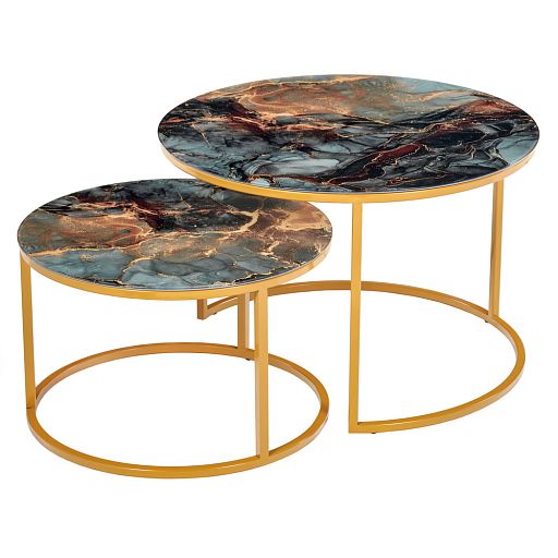 Набор кофейных столиков Tango космический с ножками матовое золото, 2шт - изображение 1