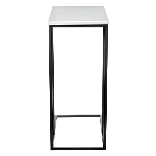 Придиванный столик Loft 50x30см, белый мрамор с черными ножками - изображение 4