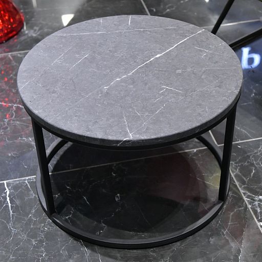 Набор кофейных столиков Tango серый мрамор с чёрными ножками, 2шт - изображение 20