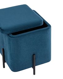 Пуф Грейс квадрат с ящиком велюр синий - изображение 4