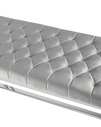 Банкетка-скамейка БРУКЛИН велюр серый сталь серебро - изображение 3