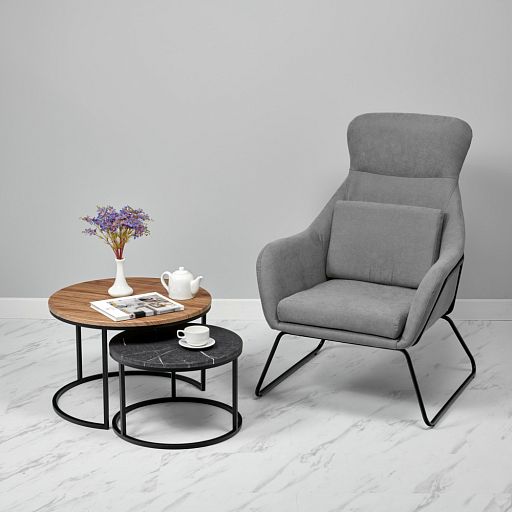 Набор кофейных столиков Tango орех и серый мрамор с чёрными ножками, 2шт - изображение 17