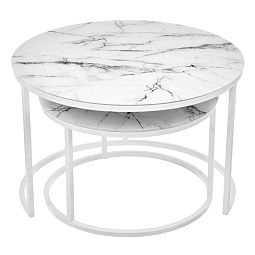 Набор кофейных столиков Tango белый мрамор с белыми ножками - изображение 3