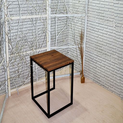 Стол в стиле лофт 35х35х59,6 см, МДФ, металл, темное дерево - изображение 3