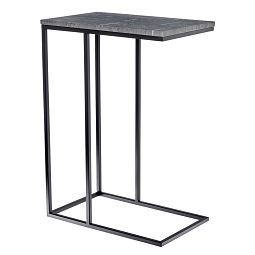 Придиванный столик Loft 50x30см, серый мрамор с чёрными ножками - изображение 1