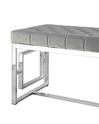 Банкетка-скамейка БРУКЛИН велюр серый сталь серебро - изображение 2